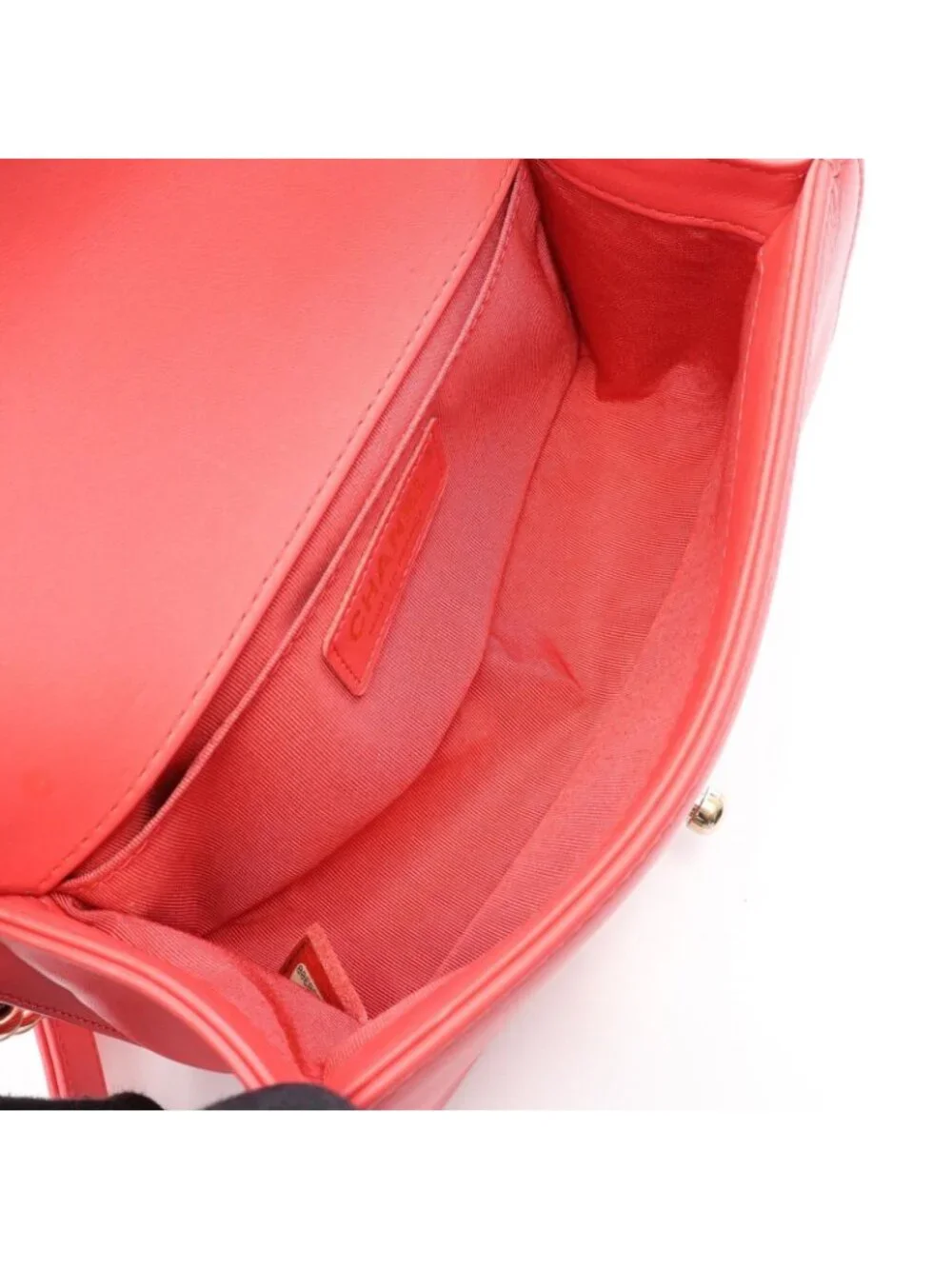 Chanel Shoulder Bag Boy Small Coral Pink White Fabric Leather Boy Stitch Pearl